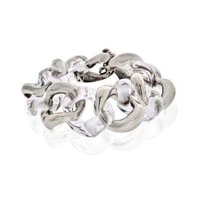  Seaman Schepps SEAMAN SCHEPPS 18K WHITE GOLD CRYSTAL CURB LINK BRACELET
