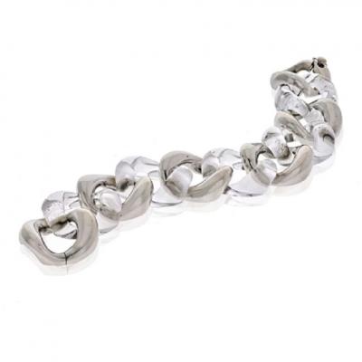  Seaman Schepps SEAMAN SCHEPPS 18K WHITE GOLD CRYSTAL CURB LINK BRACELET