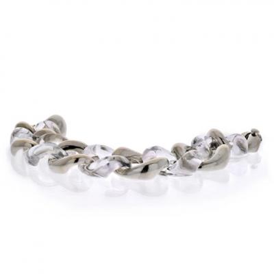  Seaman Schepps SEAMAN SCHEPPS 18K WHITE GOLD CRYSTAL CURB LINK BRACELET