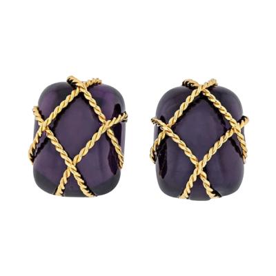  Seaman Schepps SEAMAN SCHEPPS 18K YELLOW GOLD AMETHYST CAGE EARRINGS