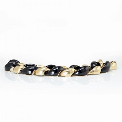  Seaman Schepps SEAMAN SCHEPPS LINK 18K YELLOW GOLD AND BLACK ONYX CURB BRACELET