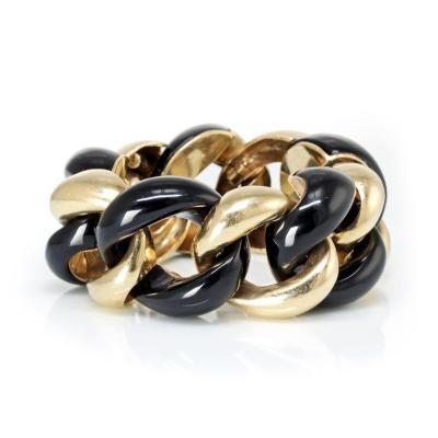  Seaman Schepps SEAMAN SCHEPPS LINK 18K YELLOW GOLD AND BLACK ONYX CURB BRACELET