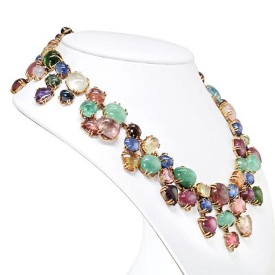  Seaman Schepps SEAMAN SCHEPPS MULTI GEMSTONE 18K YELLOW GOLD NECKLACE EARRINGS JEWELRY SET