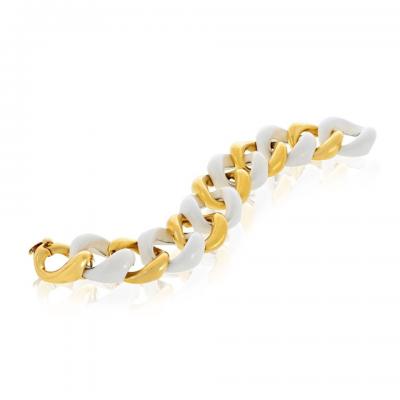  Seaman Schepps Seaman Schepps 18K YG 18K Yellow Gold White Ceramic and Gold Link Bracelet