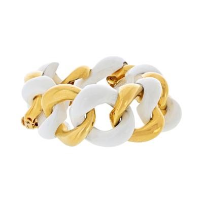  Seaman Schepps Seaman Schepps 18K YG 18K Yellow Gold White Ceramic and Gold Link Bracelet