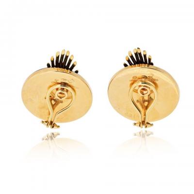 Seaman Schepps Seaman Schepps 18K YG Onyx Ruby Sapphire Emerald Clip Fan Style Earrings
