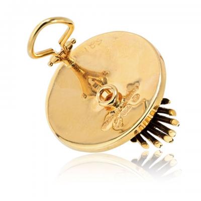  Seaman Schepps Seaman Schepps 18K YG Onyx Ruby Sapphire Emerald Clip Fan Style Earrings
