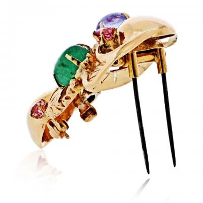  Seaman Schepps Seaman Schepps 18K Yellow Gold Gemstone Vintage Brooch