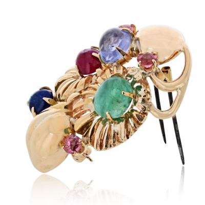  Seaman Schepps Seaman Schepps 18K Yellow Gold Gemstone Vintage Brooch