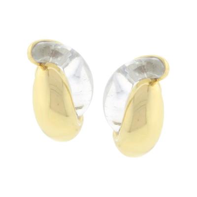  Seaman Schepps Seaman Schepps Gold and Rock Crystal Large Half Link Earrings