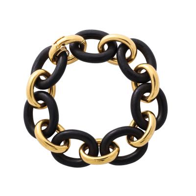  Seaman Schepps Vintage Seaman Schepps Gold and Ebony Classic Petit Link Bracelet