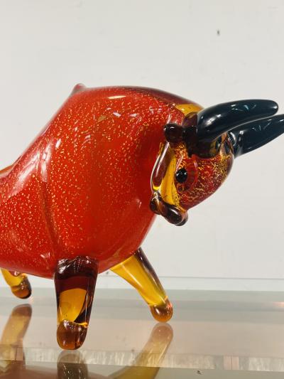  Seguso BEAUTIFUL MID CENTURY RED BLACK GOLD MURANO GLASS BULL