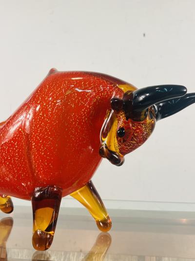  Seguso BEAUTIFUL MID CENTURY RED BLACK GOLD MURANO GLASS BULL