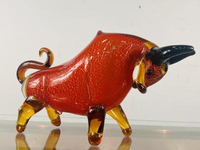  Seguso BEAUTIFUL MID CENTURY RED BLACK GOLD MURANO GLASS BULL