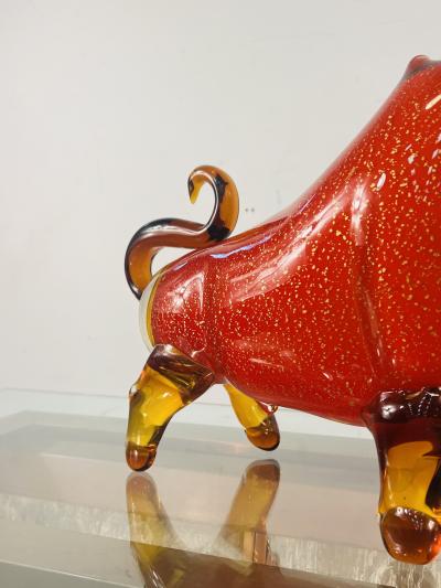  Seguso BEAUTIFUL MID CENTURY RED BLACK GOLD MURANO GLASS BULL
