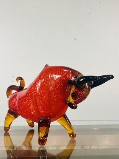  Seguso BEAUTIFUL MID CENTURY RED BLACK GOLD MURANO GLASS BULL