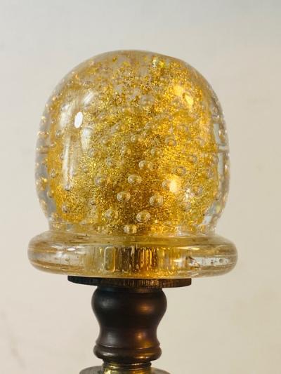  Seguso BEAUTIFUL MODERNIST PAIR OF SEGUSO GOLD BUBBLE BALL AND COLUMN MURANO LAMPS