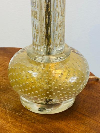  Seguso BEAUTIFUL MODERNIST PAIR OF SEGUSO GOLD BUBBLE BALL AND COLUMN MURANO LAMPS
