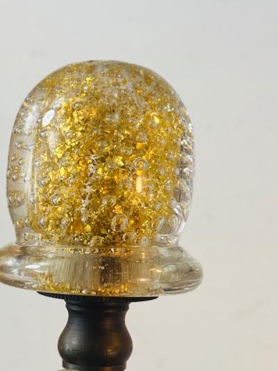  Seguso BEAUTIFUL MODERNIST PAIR OF SEGUSO GOLD BUBBLE BALL AND COLUMN MURANO LAMPS