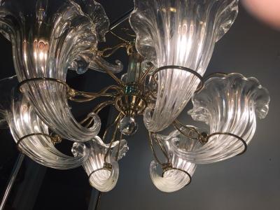  Seguso Beautiful Modernist Murano Glass Cornucopia Chandelier