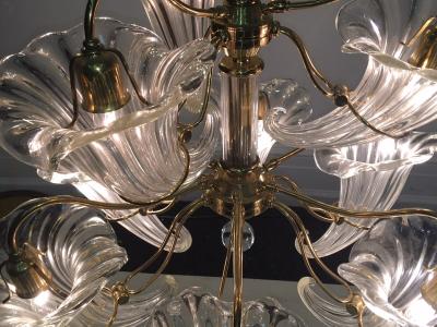 Seguso Beautiful Modernist Murano Glass Cornucopia Chandelier