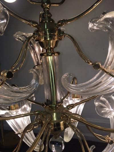  Seguso Beautiful Modernist Murano Glass Cornucopia Chandelier