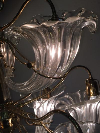  Seguso Beautiful Modernist Murano Glass Cornucopia Chandelier