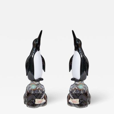  Seguso Extraordinary Pair of Seguso Penguin Murano Glass Liquor Bottles