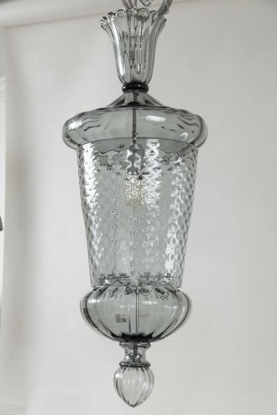 Seguso Large Venetian Grey Blown Lantern By Seguso 3 Available UL Certified