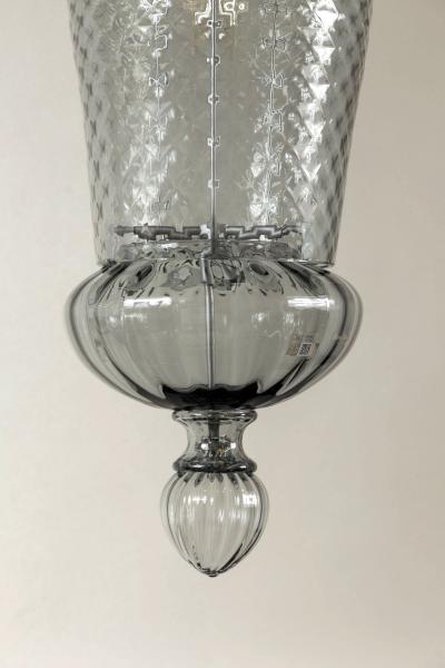  Seguso Large Venetian Grey Blown Lantern By Seguso 3 Available UL Certified