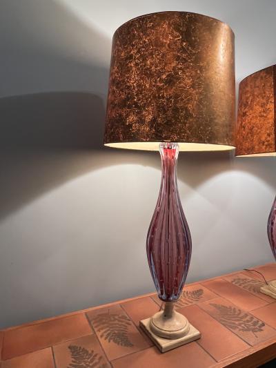  Seguso MID CENTURY PAIR OF AMETHYST MURANO LAMPS BY SEGUSO