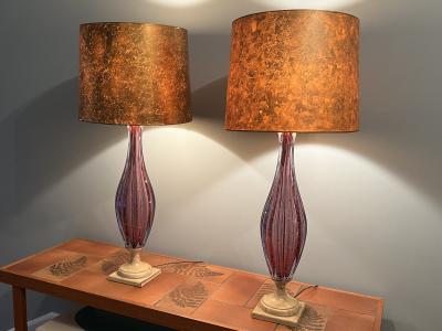  Seguso MID CENTURY PAIR OF AMETHYST MURANO LAMPS BY SEGUSO