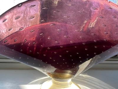  Seguso MODERNIST AMETHYST AND GOLD MURANO GLASS FOOTED BOWL