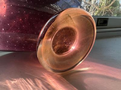  Seguso MODERNIST AMETHYST AND GOLD MURANO GLASS FOOTED BOWL