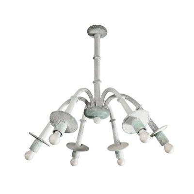  Seguso Mid Century 6 Arm Handblown White Jade Murano Scavo Glass Chandelier by Seguso