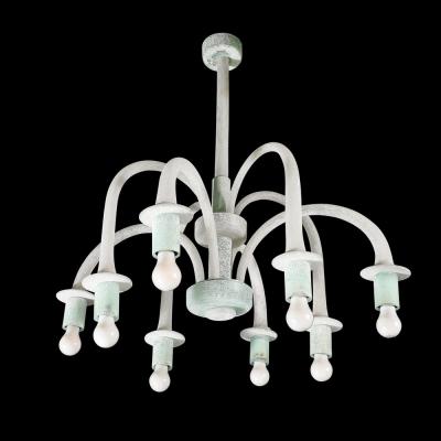  Seguso Mid Century 8 Arm Curved Hand Blown Murano Scavo Glass Chandelier by Seguso