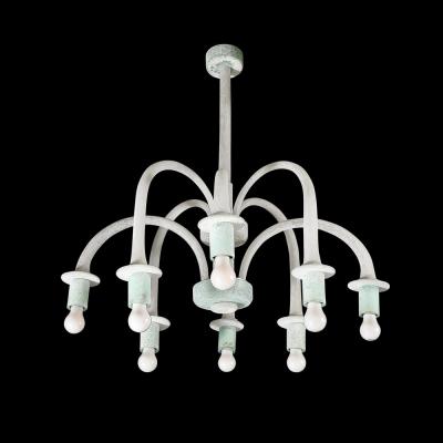  Seguso Mid Century 8 Arm Curved Hand Blown Murano Scavo Glass Chandelier by Seguso