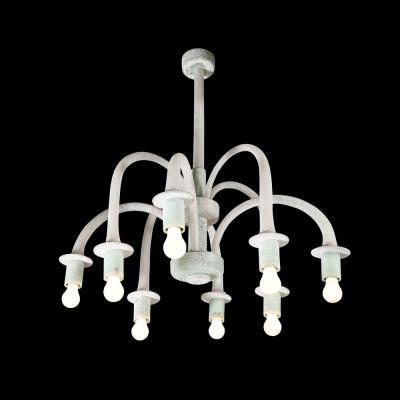  Seguso Mid Century 8 Arm Curved Hand Blown Murano Scavo Glass Chandelier by Seguso