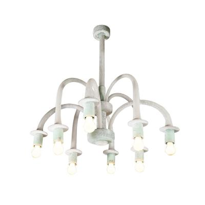  Seguso Mid Century 8 Arm Curved Hand Blown Murano Scavo Glass Chandelier by Seguso