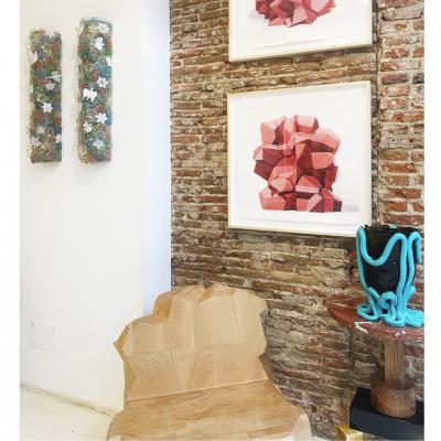  Seguso Mid Century Modern Murano Coloured Glass Floral Motifs Pair of Sconces