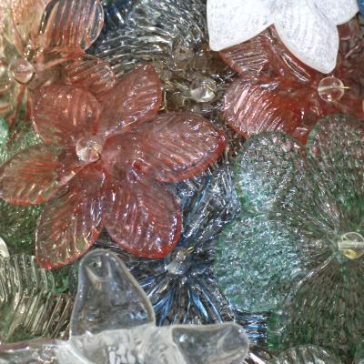  Seguso Mid Century Modern Murano Coloured Glass Floral Motifs Pair of Sconces