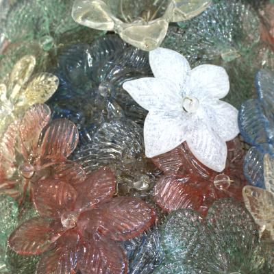  Seguso Mid Century Modern Murano Coloured Glass Floral Motifs Pair of Sconces