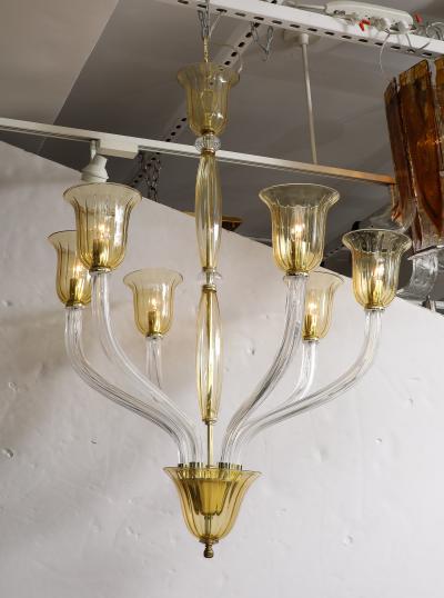 Seguso Mid Century Murano 6 Arm Chandelier