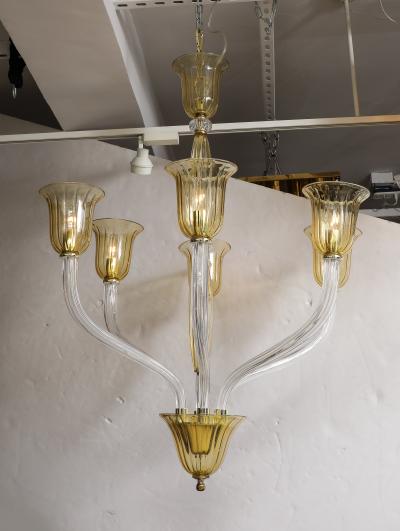 Seguso Mid Century Murano 6 Arm Chandelier