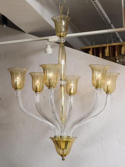Seguso Mid Century Murano 6 Arm Chandelier
