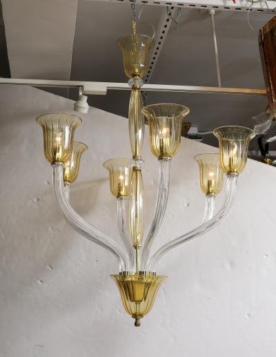 Seguso Mid Century Murano 6 Arm Chandelier