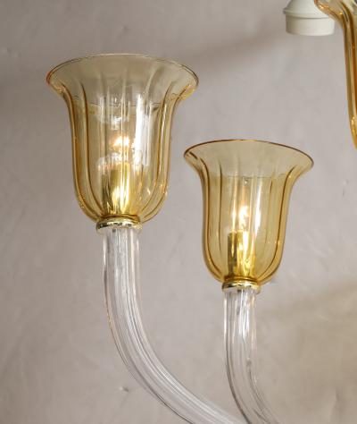 Seguso Mid Century Murano 6 Arm Chandelier