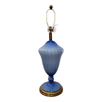  Seguso Monumental Vintage Hollywood Regency Seguso Blue Murano Glass Lamp