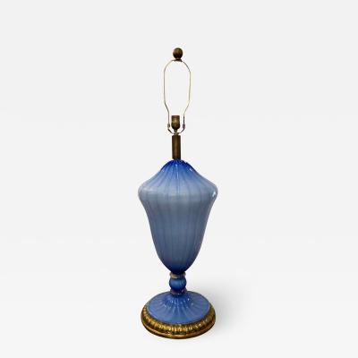  Seguso Monumental Vintage Hollywood Regency Seguso Blue Murano Glass Lamp