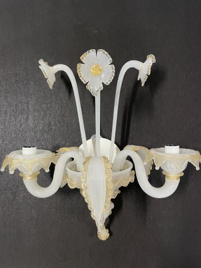  Seguso Murano Seguso Floral Wall Sconces Pair